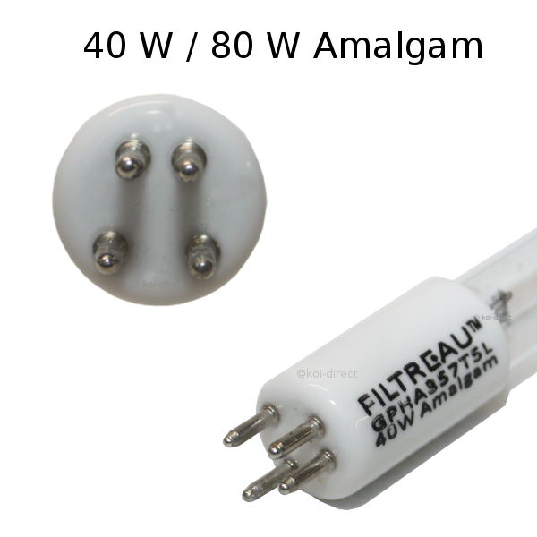 UVC Ersatzleuchtmittel Amalgam - Asymmetrische Anordnung / Trapez 40 Watt / 357 mm